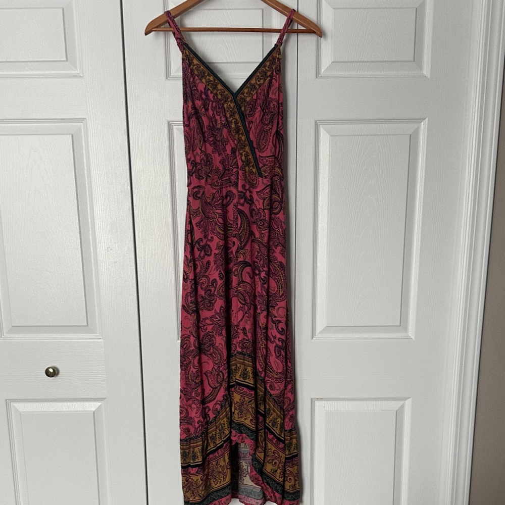 Maurices Pink and Black Paisley Maxi Dress size medium